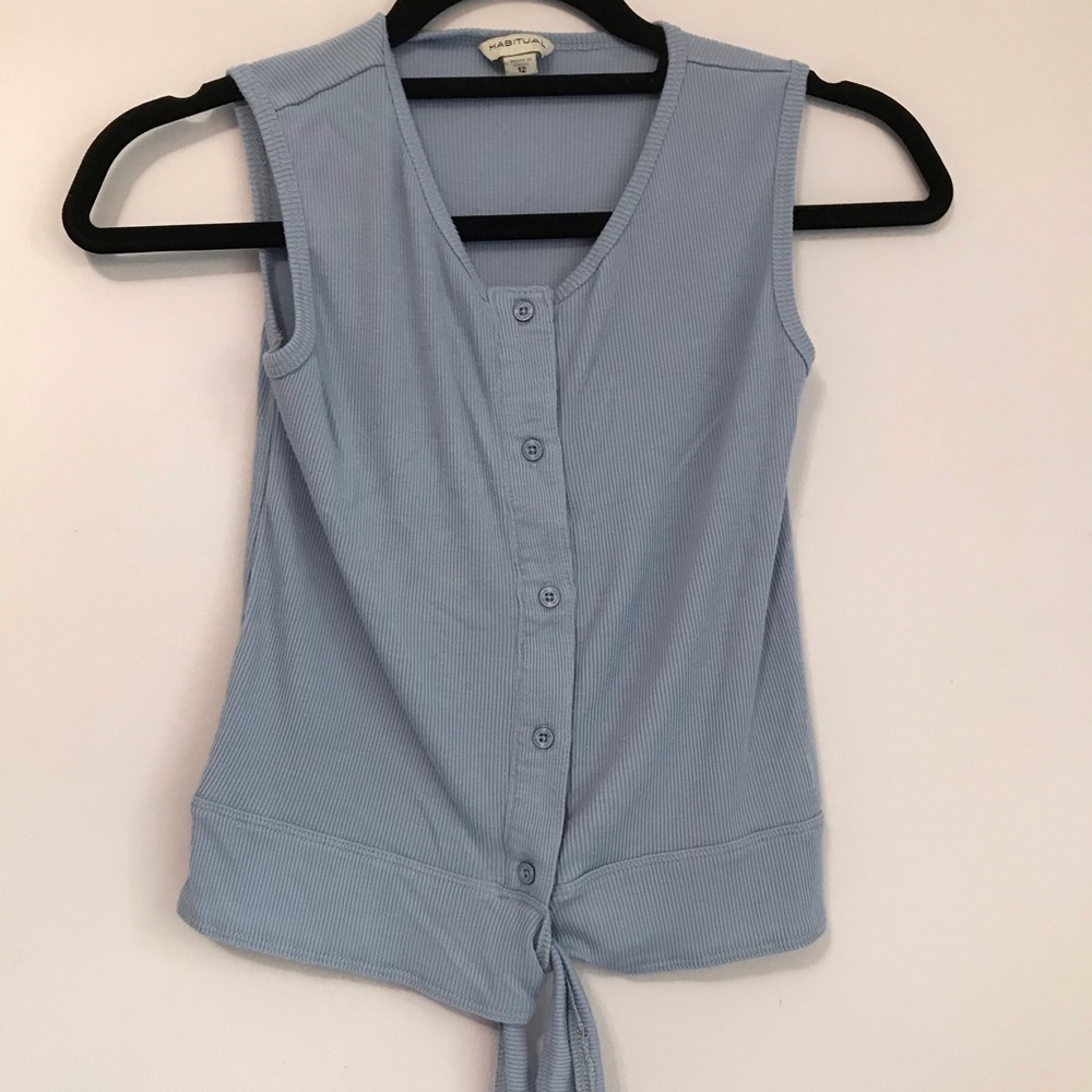 Habitual Blue Button Down Tie Shirt Girls Size 12